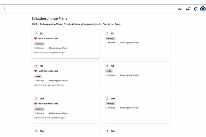 Man sieht, wie man individuelle Pläne in Garmin Connect erstellen kann.